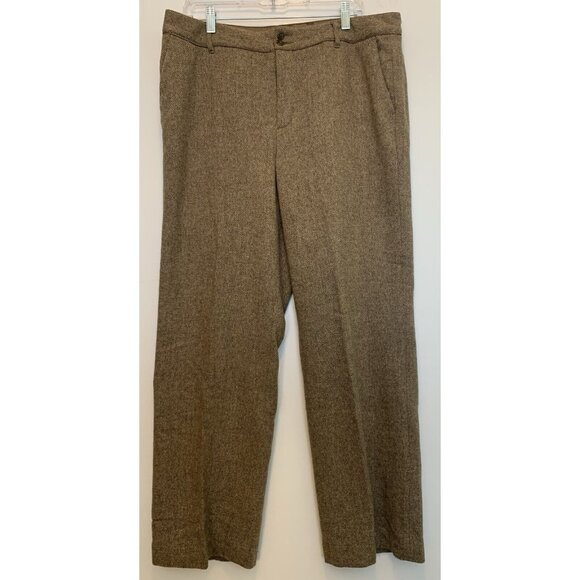 Eddie Bauer Blakely Fit Tweed Wool Blend Straight Leg High Rise Trousers SZ 16 - Picture 1 of 12